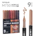 Set de 9 marqueurs acryliques Languo avec pointe pinceau pour peinture artistique et loisirs créatifs. - Série Bronzée