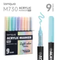 Lot de 9 Marqueurs Acryliques Lanquo M730 Couleurs Claires Stylo de Dessin Graffiti DIY - Série Pastel Brumeuse