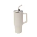 40oz insulated stainless steel tumbler with handle and straw for travel and daily use. - Large / White