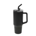 40oz Stainless Steel Insulated Tumbler with Handle and Straw Leakproof Travel Mug - Large / Black