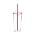Transparenter 20oz Tritan Trinkhalm Becher Rosa Deckel minimalistischer Becher Variante - Rosenrot 8886