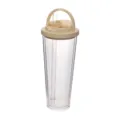 Transparent plastic water cup with beige lid and straw, portable daily fitness tumbler. - 750ml / Beige 49318 Large