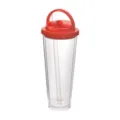 Clear plastic sports water bottle with orange lid straw and portable handle for outdoor fitness use - 750ml / Orange 48138 Large