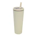 Gobelet isotherme en acier inoxydable beige avec paille et couvercle pour sport en plein air. - 850ml / Beige