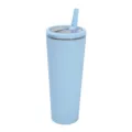 Borraccia termica in acciaio inox azzurro chiaro con cannuccia e coperchio ermetico per esterni. - 850ml / Celeste