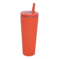 Bicchiere isolante in acciaio inossidabile con coperchio e cannuccia per sport all'aperto. - 850ml / Arancione