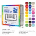Lot de 24 marqueurs acryliques Lanquo avec pointes souples, idéal pour l'art et la peinture. - 24 Couleurs