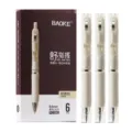 Lot de 6 stylos gel rétractables Baoke 0.5mm blanc laiteux école séchage rapide 6pcs - 0.5mm / Blanc Abricot Laiteux