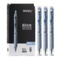 Baoke intrekbare gelpen met laag zwaartepunt 0.5mm zwarte inkt iris blauw 6 stuks - 0.5mm / Irisblauw