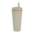 Borraccia termica in acciaio inossidabile beige con coperchio e cannuccia per sport. - 24oz / Beige