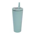 Bicchiere termico in acciaio inossidabile verde menta con coperchio e cannuccia sport. - 24oz / Verde