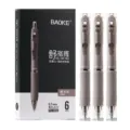 Baoke lage zwaartepunt intrekbare gelpen 0.7mm zwarte inkt set van 6 stuks doos - 0.7mm / Mocha Grijs
