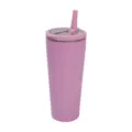 Bicchiere termico in acciaio inossidabile rosa con coperchio e cannuccia da viaggio. - 24oz / Rosa