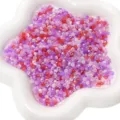 Cuentas de semillas de vidrio aurora de 4mm, mix rosa y púrpura para joyería de bricolaje. - Paquete de 10g (Aprox. 150pcs) / Púrpura Rojo Mixto