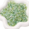 4mm Cuentas de Vidrio Aurora Verdes Ojo de Gato DIY Pulsera Accesorio Joyeria - Paquete de 10g (Aprox. 150pcs) / Exuberante vegetación