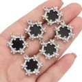 Silver black flower charm pendant DIY handmade earring bracelet jewelry making material - Flower Wreath Pendant / 1 Piece/Pack / Silver Tone Black Plate