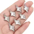 Silver star moon shell charm DIY jewelry making pendant accessory component variant item - Star Moon Rhinestone Pendant / 1 Piece/Pack / Silver Tone White Plate