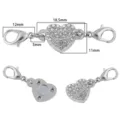 DIY Rhinestone Heart Magnetic Clasp Set Lobster Claw Clasps Jewelry Making Accessories - Rhinestone Heart Style / 2 Sets/Pack / White K