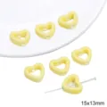 Yellow ceramic heart beads for DIY jewelry making, 15x13mm loose spacer bead accessories. - Hollow Heart / 2 Pieces/Pack (15x13mm) / Yellow
