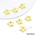 Yellow star ceramic beads 14x14mm evil eye design DIY handmade jewelry craft accessories - Spotted Five-pointed Star