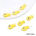 Yellow ceramic fish beads with white polka dots for DIY handmade jewelry 19x11mm - Spotted Fish Hair Clip