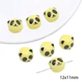 Yellow ceramic panda beads handmade DIY jewelry making loose cute charm bead accessories - Panda