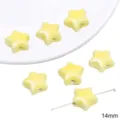 Yellow star ceramic beads 14mm DIY handmade loose charm jewelry making accessory piece - Pentagram