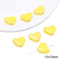 Yellow ceramic heart beads 15x13mm DIY handmade jewelry making loose bead accessories - Heart