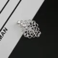 Silver filigree duckbill hair clip, ancient style DIY handmade metal hair accessory variant. - Cloud Pattern Duckbill Clip / Silver