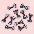 Black and white striped ribbon bows DIY fabric craft accessories for hair clips and dolls - 25 Pieces/Pack / Black