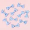 Blue plaid fabric bows DIY craft materials for hair clips headbands doll accessories variant - 25 Pieces/Pack / Light Blue
