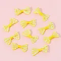 Yellow and white checkered fabric bows for DIY hair clips, bows and doll accessories. - 25 Pieces/Pack / Yellow