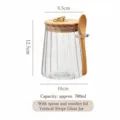 Barattolo di vetro trasparente per alimenti con coperchio in legno e cucchiaio 700ml. - Barattoli di conservazione conici con cucchiaio (coperchio con maniglia) / 501-800ML