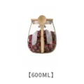 Glazen voorraadpot met houten deksel en lepel 600ml transparante houder voor gedroogde bloemen - 600ml / Plano