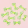 Green gingham fabric bows DIY craft accessories for hair clips and doll bow ties. - 25 Pieces/Pack / Light Green