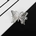 Silver hollow butterfly hair clip, metal duckbill clip, DIY handmade hair accessory parts. - Butterfly Duckbill Clip / Silver Tone
