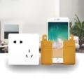 Wall-mounted phone charging holder sticky remote control storage box detail display yellow color - Yellow