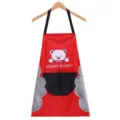 Tablier de cuisine étanche avec motif d'ours mignon, serviettes latérales et poche avant. - Motif d'Ours / Rouge