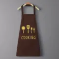 Tablier de cuisine imperméable avec grande poche, design marron élégant pour la maison. - Coupe régulière / Café