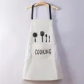Tablier de cuisine étanche avec grandes poches et essuie-mains, tablier de chef résistant à l'huile. - Style d'Essuyage des Mains / Milky blanc