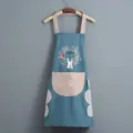 Delantal de cocina impermeable con tierno conejo de dibujos animados y toallas para cocinar. - Toalla de mano diseño conejo con corona azul