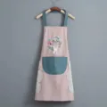Delantal de cocina impermeable rosa con bordado de conejo, toallas prácticas y correa. - Toalla de mano diseño conejo con corona rosa