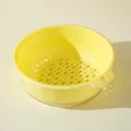 Double-layer plastic draining basket kitchen fruit and vegetable washing basin yellow 20cm - Large Creamy Yellow