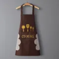 Brown kitchen apron with waterproof fabric, hand wiping towels on both sides and pockets. - Hand-wipe Style / Coffee