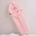 Bonnet de bain rose en polaire corail, serviette absorbante et séchage rapide pour cheveux. - 28x77cm (Agrandie) / Rose pâle (polaire bulle)
