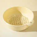 Plastic double layer draining basket, beige kitchen fruit and vegetable washing basin. - Extra Large Creamy White
