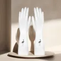 White thick latex household cleaning gloves waterproof rubber dishwashing gloves for kitchen housework - S / Flamingo