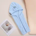 Bonnet de séchage en microfibre bleue, serviette turban épaisse à séchage rapide pour femmes. - 28x77cm (Agrandie) / Bleu clair (polaire bulle)