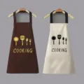 Waterproof kitchen apron with large pocket, durable oil-proof cooking work apron for use. - 2 Pieces Regular Style / White and Brown