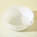 Double-layer plastic drain basket white fruit washing basin for practical household kitchen use. - Extra Large Ivory White